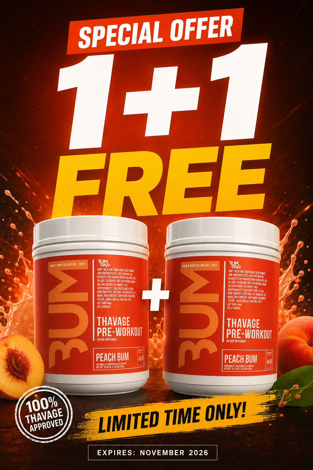 RAW CBUM Thavage Pre-workout - 520gr 1+1 Free
