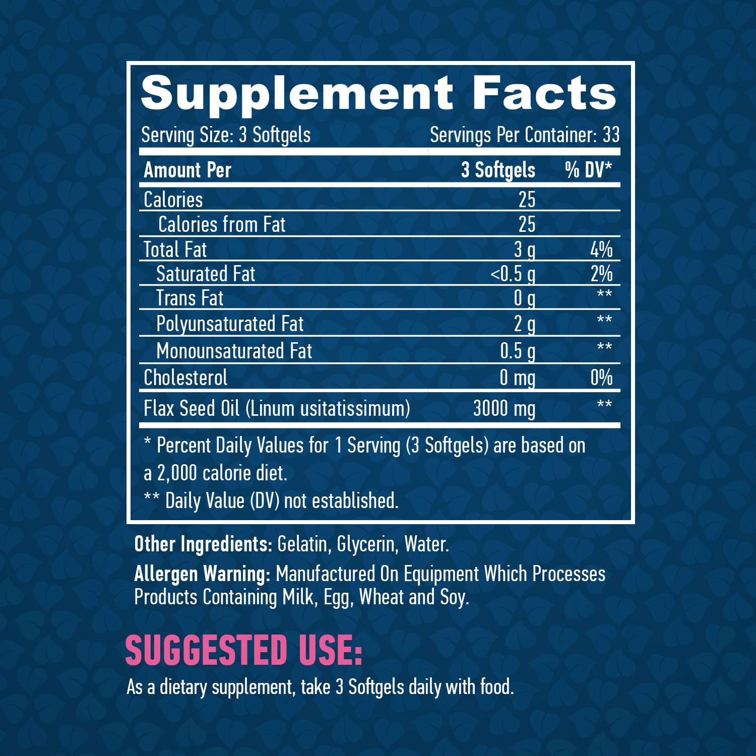 HAYA LABS FLAXSEED OIL 1000 MG / 100 SOFTGELS